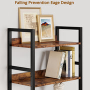 IRONCK 71 in Tall Bookshelf, 6-Tier Industrial Style Metal Rack with Brown Wood Shelves and Black Frame, Adjustable Shelves, Open Storage for Home Office