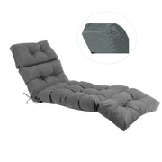 Inlife Outdoor Chaise Lounge Cushion, Sunproof Waterproof Oxford Fabric, Gray, 72.8 in, Four-Section Design with Head Cover
