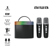 Aiwa Light Up Wireless Karaoke Speaker with 2 Wireless Microphones Black AI6029