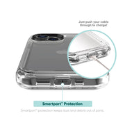 onn. WIBCLR100134729 iPhone 15 Rugged Phone Case With Holster, Clear
