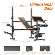 GIKPAL SP0284_02 660lb 6-in-1 Adjustable Multi-Purpose Workout Weight Bench Set With Barbel Rack & Leg Developer