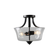 Minka Lavery Shyloh 2-Light Semi-Flush Mount Ceiling Light Fixture, Coal Black, Dimmable, 13.25-in Diameter x 11.75-in Height, 4922-66A