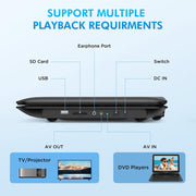DEVINCI Portable DVD Player, 15.6 Inch HD Swivel Screen, 5 Hour Rechargeable Battery, USB SD Card Support, Remote Control, Black