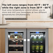 TCL Dual Zone Wine & Beverage Cooler, 20 Bottle and 78 Can Capacity, Black, Compact Freezerless Design, LED Touchscreen Control, TRD20B8AS