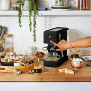 Beautiful 19415 Slim Espresso Maker with 20-Bar Pressure, Black Sesame by Drew Barrymore