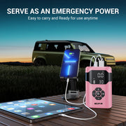 NEXPOW HY07 Tire Inflator Portable Air Compressor, 150 PSI, Dual-Screen Display, 5000mAh Battery, 4-in-1 Multifunctional Pump, Pink