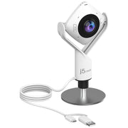 j5create 360 Degree All Around Webcam, Full HD 1080p Video, Built-In Omnidirectional Microphone, USB-C, White, JVCU360v2