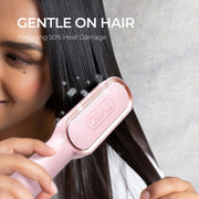 TYMO HC100G Ring Hair Straightener Brush, Flat Iron Comb with 5 Temperature Settings, Pink