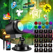 Trysworso Holiday Projector Lights, Dual Projection with 20 Interchangeable Slides and 10 Ripple Effects, Remote Control, Adjustable 180 Angle, IP44 Waterproof for Indoor Outdoor Use