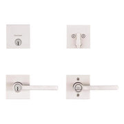 Kwikset Halifax Satin Nickel Keyed Entry Lever and Single Cylinder Deadbolt Combo Pack with SmartKey Security, Microban Protection, 99910-067