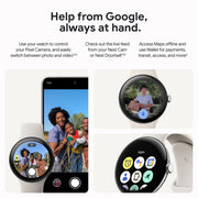 Google Pixel Watch 3 (45mm) 2024 Model - Android Smartwatch, Heart Rate Tracking, Fitbit Advanced Running, Fitness Insights, 24-Hour Battery - Polished Silver Aluminum Case - Porcelain Band - Wi-Fi