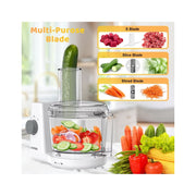 VAVSEA FP9078-UL Food Processor and Vegetable Chopper for Dicing Chopping Mincing BPA Free Stainless Steel Blades 500 Watt Peak Power White