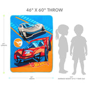 Hot Wheels Kids Blue Print Fleece Throw Blanket, Soft Coral Microfiber, 46 x 60 in