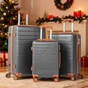 Zimtown 3 Piece ABS Hardside Luggage Set, Lightweight Suitcases with TSA Lock, 360 Spinner Wheels, Gray