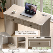 Bestier Computer Desk with Built-In Power Outlets and Storage Drawer, 39 in, Light Oak Finish