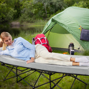 Teler CertiPUR-US 2 Inch Memory Foam Camping Sleeping Pad, Waterproof Non-Slip, Removable Fleece Cover, Portable Roll-Up, Gray