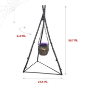 Haunted Hill Farm 4.7 ft Animated Witch Cauldron with LED Lights and Touch-Activated Sound