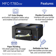 Brother INKvestment Tank 780 Wireless Color Inkjet All-in-One Printer with Duplex Printing, 150-Sheet Tray, MFC-T780DW