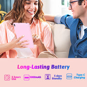 HDTABLET 7 Inch Android Tablet, Quad-Core 1.5 GHz Processor, 6GB RAM, 32GB Storage, 1TB Expandable, WiFi6, 1024x600 IPS Touchscreen, Dual Camera, 3000mAh Battery, Pink