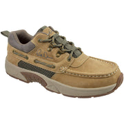 Rugged Shark Bill Dance Pro Boat Shoes for Men, Grey Moc Toe, Lace-Up, Water-Resistant, Size 12 M