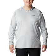 Columbia PFG Terminal Tackle Long-Sleeve Hoodie for Men Cool Grey/Vivid Blue Logo 4XL