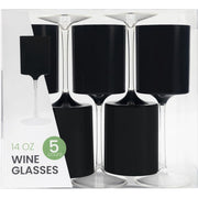 PLASTICPRO Disposable Plastic Wine Glasses, 14 oz, Two-Tone Black and Clear, Pack of 10