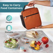 Razab 35 Pc Glass Food Storage Container Set with Airtight BPA-Free Lids, Leak-Proof, Microwave Oven Freezer Safe, Rectangular and Square Blue Containers