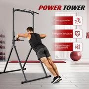 Primy Foldable Power Tower, 350 lb Capacity, Alloy Steel Frame, Adjustable Height Pull Up Bar, Free-Standing Dip Station, Black