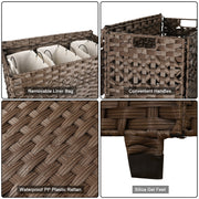 Cherishgard 135L Handwoven Rattan Laundry Basket with Lid & 3 Removable Liner Bags 26x13x26