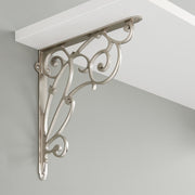 Signature Hardware Lienna Scrollwork Brass Shelf Bracket, 10-1/8 in, Brushed Nickel Finish, 955215-10