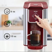 SiFENE 3 in 1 Single Serve Coffee Maker with Removable 50 oz Water Reservoir, Stainless Steel, Red, KC101