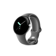 Google GA03305-US Pixel Watch Silver Stainless Steel Smartwatch 41mm with Charcoal Active Band Wifi/BT - Silver/Charcoal