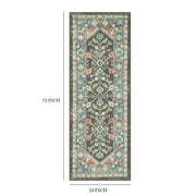 Mainstays 5760GA24xrnr Persian Border Medallion Indoor Runner Rug, Gray Aqua, 2 ft x 6 ft, Machine Washable