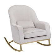 MoDRN Glam Velvet Rocking Chair Off-White with Satin Brass