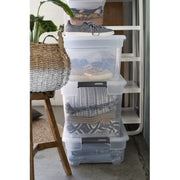 Ezy Storage Clear Plastic Storage Boxes with Latching Lids, Stackable, 13.7 Qt Capacity, Gray, 8 Pack, 15636214831