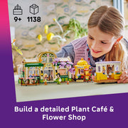 LEGO Friends Plant Caf & Flower Shop Building Set, Two-in-One Playset with 4 Minidolls and Cat, 1,138 Pieces, Ages 9+