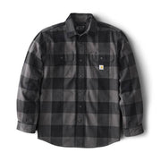 Carhartt Men's Loose Fit Heavyweight Flannel Long-Sleeve Plaid Shirt, Gravel, XX-Large, 107013GVL-2X