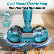 Amiluo Cordless Electric Spin Mop, Dual-Motor 800 RPM, 6,000 mAh Battery, Water Spray, LED Headlights, Smart Display, Self-Propelled, Multi-Surface Cleaning, Blue, M2