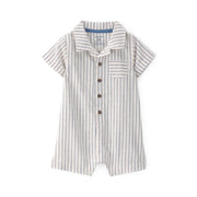 Carter's Baby Boys One Piece Short Sleeve Romper, White Blue Striped, 24M