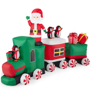 Best Choice Products 8.5 x 5ft Pre-Lit Inflatable Christmas Train & Animated Santa Claus w/ 10 LED Lights