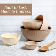 Cook With Color 12-Piece Mixing Bowl Set, Durable BPA-Free Plastic, Non-Slip Silicone Base, Taupe - Durable & Safe