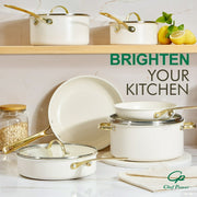 Chef Power 10 Pcs Ceramic Non Stick Cookware Set, White