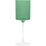 PLASTICPRO Plastic Wine Goblets, 9 oz, Two-Tone Green and Clear, Reusable Hard Plastic Stemware, 10 Pack