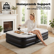 Alvantor Air Mattress with Built-in Electric Pump, Comfort Flocking Top, Honeycomb Support, Black, Twin and Queen Sizes