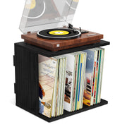 Honiway Vinyl Record Stand, 3-Compartment Storage for 80-100 Albums, Wall Mount or Tabletop, Black