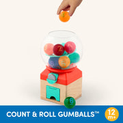 Battat Count & Roll Gumballs Educational Toy, 11 Piece Multicolor Set with Wooden Base
