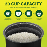 Aroma ARC-5100SBC  20-Cup Digital Rice Cooker & Food Steamer with Bonded Granite Nonstick Ceramic Surface, Sensor Logic Technology, Slow Cook, Flash Rice, Adjustable 15-Hour Delay Timer