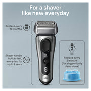 Braun 8577cc Series 8 Electric Shaver with 5 in 1 SmartCare Center - Galvano Silver