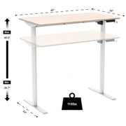 Mainstays Electric Stand Desk, Adjustable Height 28.7 to 46.5 in, Natural Oak Desktop, White Steel Frame, LED Memory Control, 44 x 24 in
