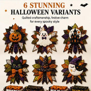 DIY Quilted Halloween Pumpkin Door Hanger Kit, Beginner Sewing Craft for Adults, Seasonal Wall Decor with Ghost and Witch Motifs